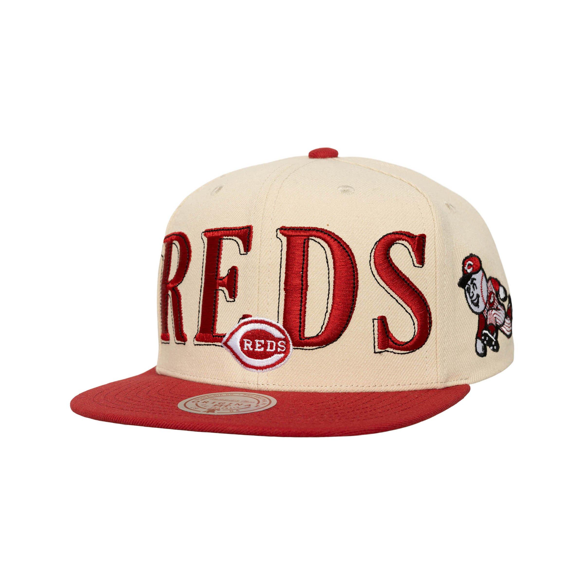 Mitchell & Ness Cincinnati Reds Across Board Snapback Hat - Cream - CREAM